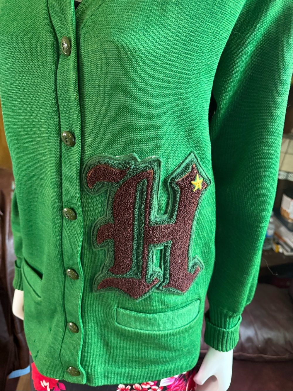 Vintage Wool Letterman-Style Sweater - Picture 9 of 10